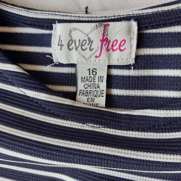 4 Ever Free Black/White Striped Flare Fit Stretchy Mini Dress, Girls 16/W XS - Picture 3 of 8